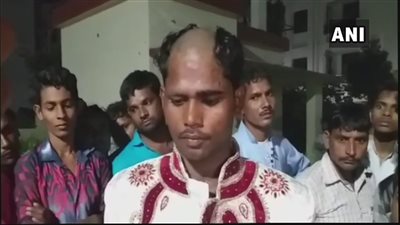 حلق رأس عريس طلب المهر من عائلة العروس (صور)