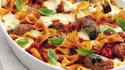 مكرونة بالسجق والمشروم من مطبخ بسمة السباعي