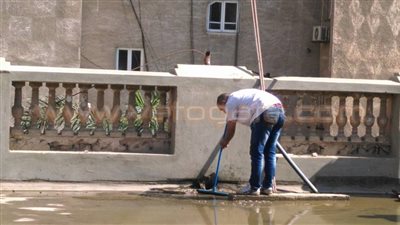 بالصور.. إزالة مياه الأمطار من أعلى قصر الشناوي بالدقهلية