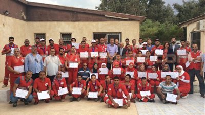 بالصور .. فريق الهلال الأحمر ينفذ تجربة عملية للاستجابة للكوارث بدهب