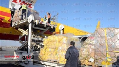 وصول الشحنة الثانية من البطاطين التي تبرع بها العاملون بالخليج إلى مطار القاهرة