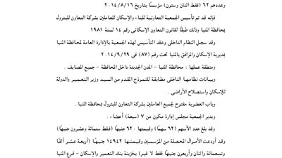 ملخص عقد تأسيس الجمعية التعاونية للعاملين بشركة التعاون للبترول