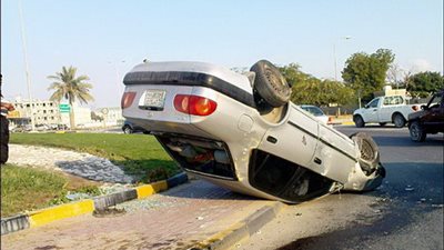 انقلاب سيارة مدير الإدارة العامة للمرور بالبحيرة ونجاته من الموت