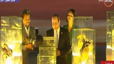 السيسي يفتتح النصب التذكارى لإحياء الإنسانية بشرم الشيخ