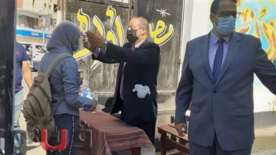 إجراءات الكشف الحراري على طلاب الإعدادية في لجان الغربية 2021