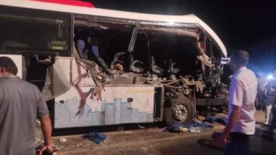 ارتفاع ضحايا حادث تصادم اتوبيس الوادي الجديد لـ6 وفيات و22 مصابا