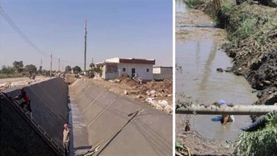 شاهد الفرق بين قبل تبطين ترعة طوخ بالمنيا وبعدها