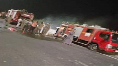 نشوب حريق هائل داخل مخزن شركة مياه الشرب بالمحلة