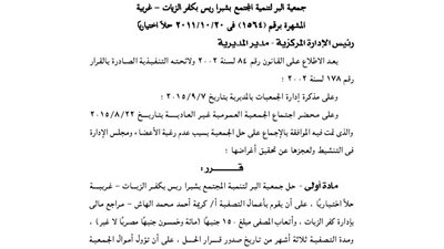 حل جمعية البر لتنمية المجتمع بشبرا