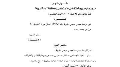 إشهار مؤسسة مجدي صبحي الخيرية بالإسكندرية