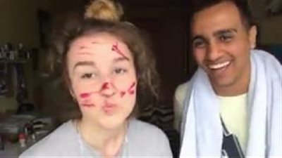 شاهد ماذا فعل شاب مصري مع زوجته الروسية (فيديو)