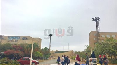تساقط الأمطار داخل حرم جامعة حلوان (صور)