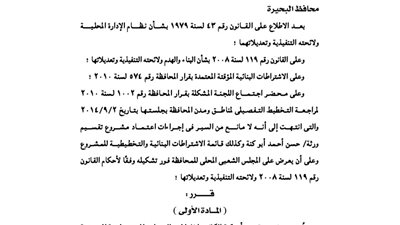 اعتماد مشروع تقسيم أبو كنة بمحافظة البحيرة