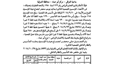 إشهار الجمعية الزراعية متعددة الأغراض بالشرقية