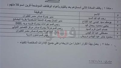 بالأسماء.. نقل وترقية 6 عاملين في الجمارك