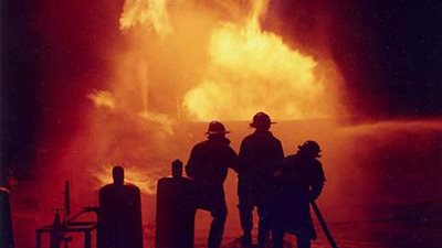 انتداب المعمل الجنائى لمعاينة حريق مكتب 