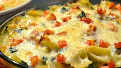 طريقة عمل المكرونة نجرسكو بالفراخ والمشروم