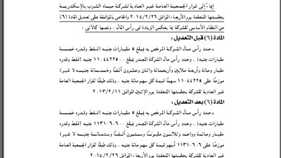 قرارات الجمعية العمومية لشركة مياه الشرب بالإسكندرية