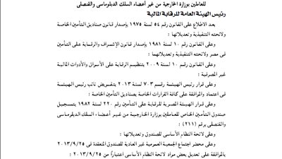 اعتماد لائحة صندوق العاملين غير الدبلوماسيين بالخارجية