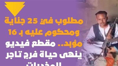 مطلوب في 25 جناية ومحكوم عليه بـ16 مؤبد.. مقطع فيديو ينهي حياة فرج تاجر المخدرات | فيديوجراف