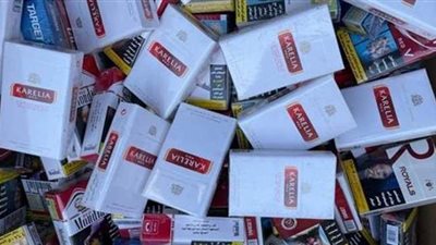 ضبط 1380 علبة سجائر مجهولة المصدر داخل مخزن بالخليفة