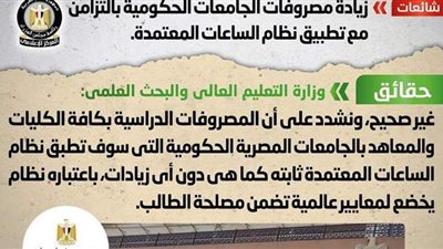 حقيقة زيادة مصروفات الجامعات الحكومية بالتزامن مع تطبيق نظام الساعات المعتمدة