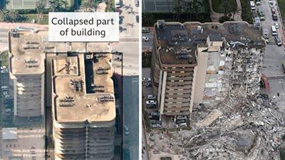 مشهد مرعب.. لحظة انهيار مبنى ضخم مأهول في أمريكا | فيديو