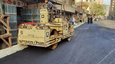 رصف شارعي التل وعمر بن الخطاب بالوراق | صور