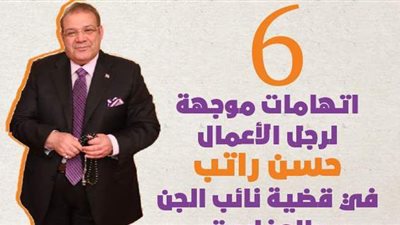 6 اتهامات موجهة لرجل الأعمال حسن راتب في قضية نائب الجن والعفاريت | إنفوجراف