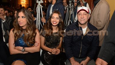 بالصور.. إلهام شاهين ومفيد فوزي يحضران مؤتمر ألبوم أنغام