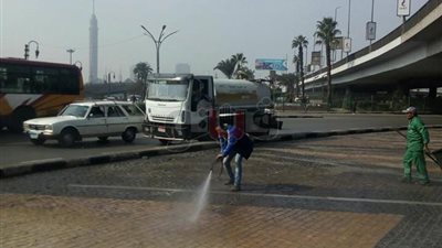 تنظيف تمثال عبد المنعم رياض وشوارع الزمالك (صور)