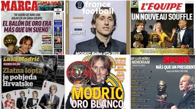 مودريتش يتصدر صحف العالم بعد الفوز بالكرة الذهبية