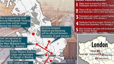 «ديلي ميل»: فوضى النقل تضرب ملايين الأشخاص ببريطانيا قبل عيد الميلاد