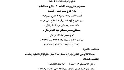 ضم قطعتي أرض بالعباسية ملك عائلة أبو غالي