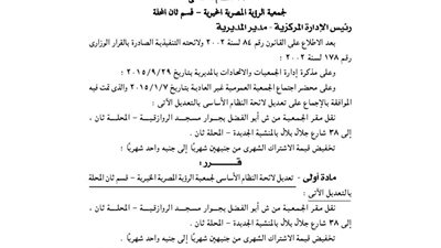 تعديل لائحة جمعية الرؤية المصرية الخيرية