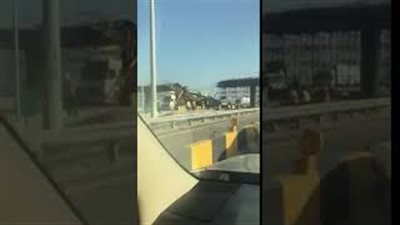 انهيار كوبري فوق شاحنة بالكويت (فيديو)