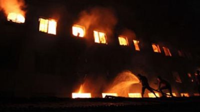 حريق هائل بمصنع لمقاعد السيارات في الخانكة