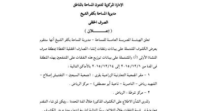 إعلان مديرة المساحة بكفر الشيخ والإسكندرية