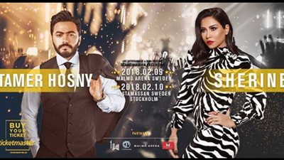 شيرين عبد الوهاب تروج لحفلها مع تامر حسني بالسويد