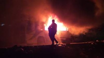 بالفيديو.. لحظة حرق «الإرهابية» لأتوبيس نقل عام بالإسكندرية