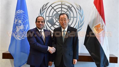 السيسي يبحث مع «كي مون» جهود إقرار السلام وتعزيز التنمية
