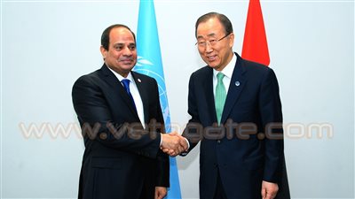 «السيسي» يلتقي سكرتير الأمم المتحدة بباريس.. «الرئيس»: مصر تقوم بمسئولياتها في مجلس الأمن.. يطالب بالتصدى للبناء الفكري والأيديولوجي للتنظيمات الإرهابية.. يؤكد: نبذل قُصارى جهدها ل