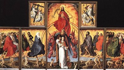 مرممون يستخدمون الليزر و«هلام مائي» لترميم لوحة المذبح