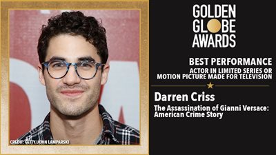 Darren Criss يفوز بجائزة أفضل ممثل عن مسلسل قصير في «جولدن جلوب»