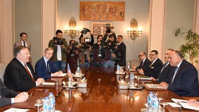 بدء جلسة المباحثات الموسعة بين شكري ونظيره الأمريكي (صور)