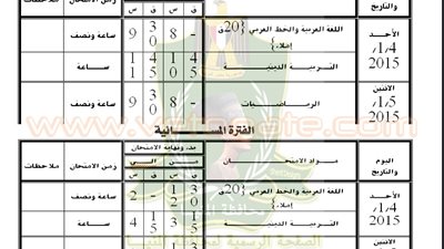 ننشر جداول امتحانات الفصل الدراسي الأول لجميع المراحل التعليمية بالمنيا