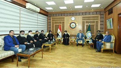 محافظ الدقهلية يستقبل أسقف المنصورة وميت غمر لتقديم التهنئة بمناسبة عيد الأضحى