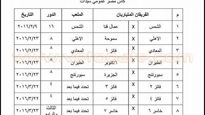جدول مباريات كأس مصر لـ«سيدات اليد»