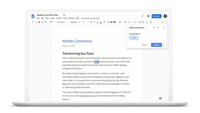 مدقق لقواعد اللغة من خلال الذكاء الاصطناعي لـ «Google Docs»