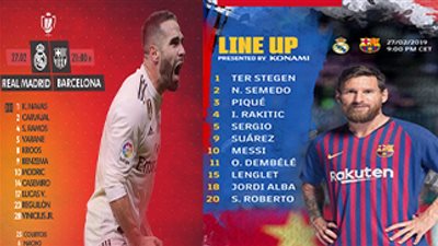 التشكيل الرسمي للكلاسيكو بين الريـال وبرشلونة بإياب نصف نهائي الكأس